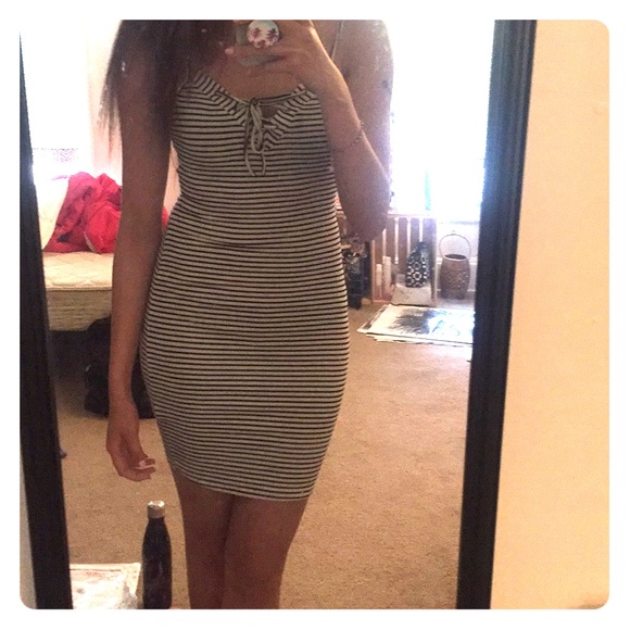 striped bodycon tank dress